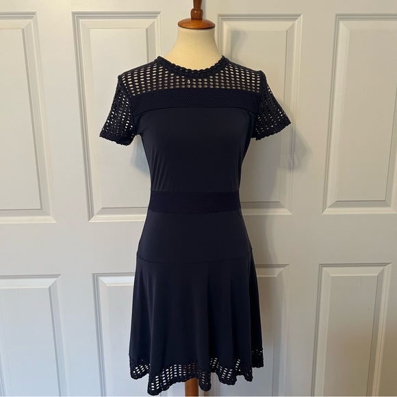 Michael Kors Dresses & Skirts - MICHAEL KORS Navy Blue Crochet Accent Dress